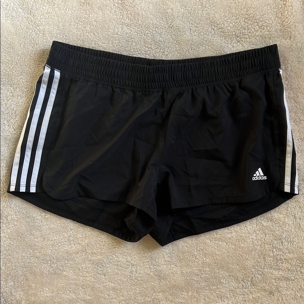 Adidas Black Athletic Shorts with Classic Stripes